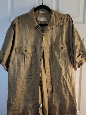 Orvis Men's Casual Button-Down Shirt 100% Linen